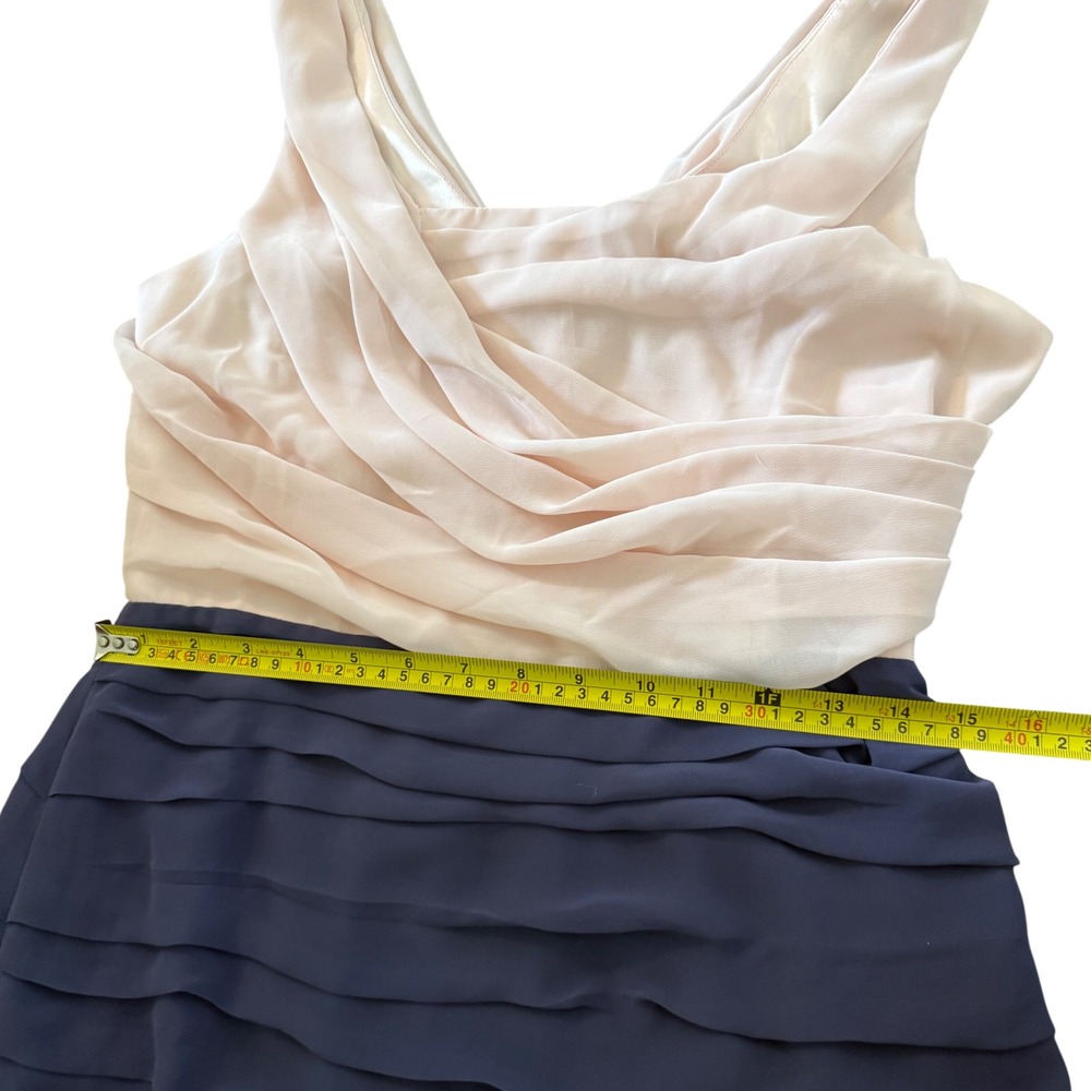 Express Colorblock Ruffle Mini Dress Blush Pink Purple Tiered Cowl Neck 10 - Picture 7 of 9